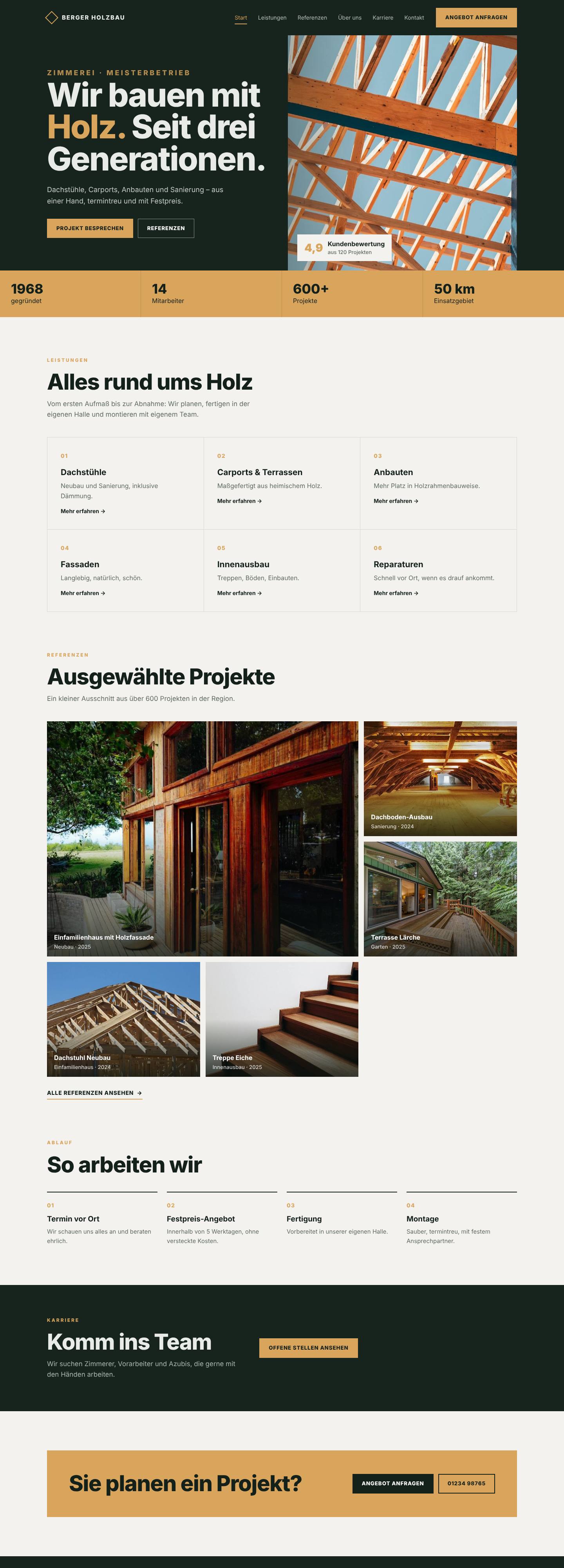 Konzept-Website für einen Handwerksbetrieb